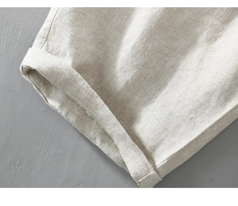 Intims - Shorts Casual en Lin 100% avec Bouton pour Hommes - 45678FR