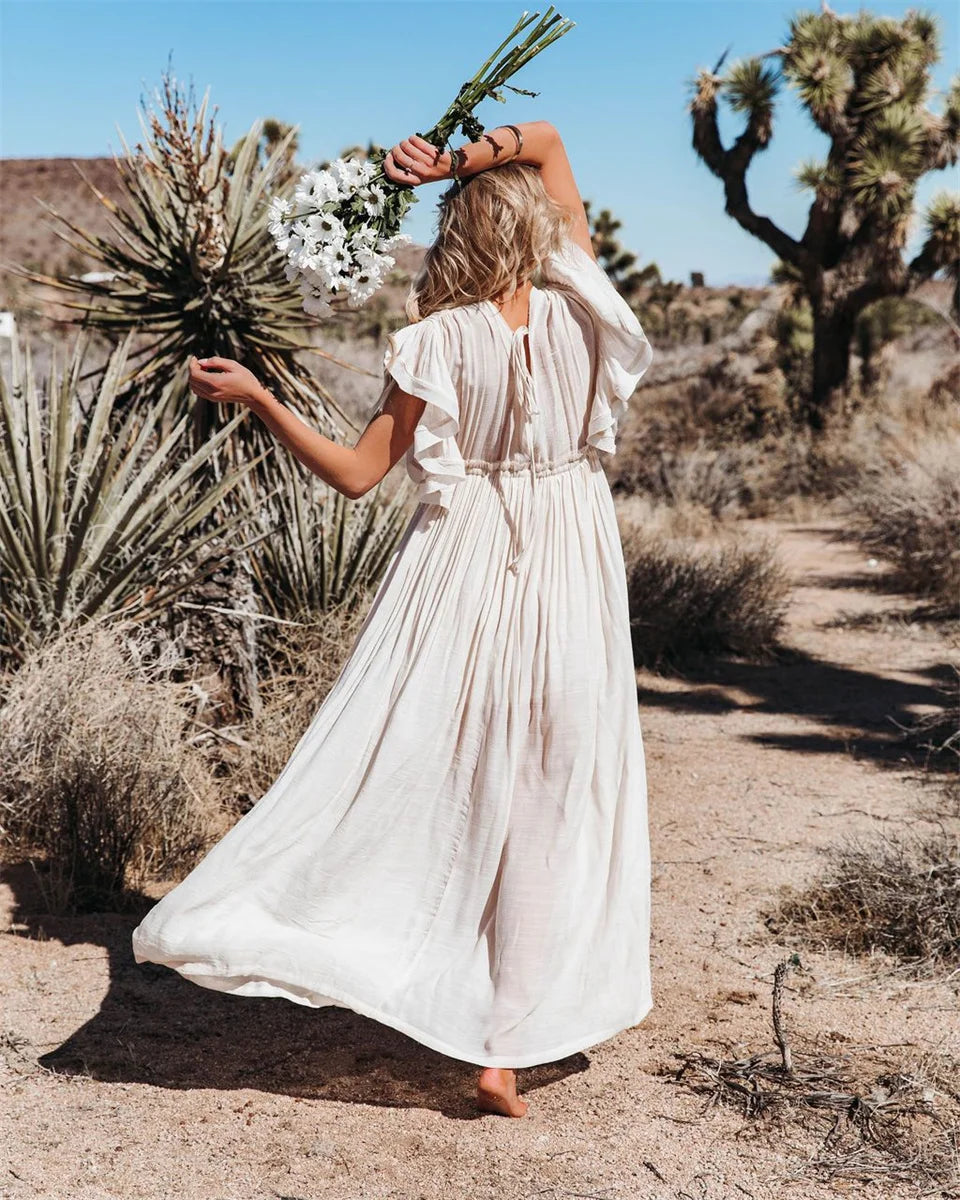 Intims - Robe Longue Légère de Plage Bohème Unie pour Femmes - 61953FR