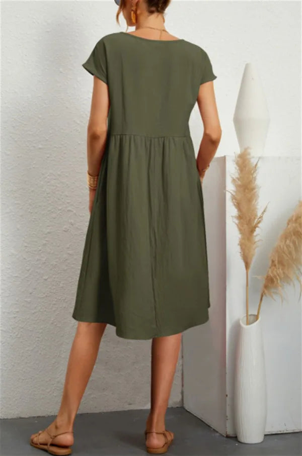 Robe mi-longue en coton avec poches - 97531FR