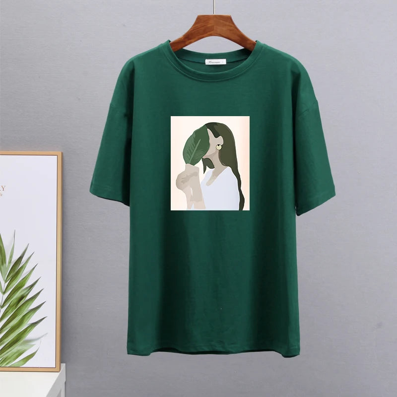 T-shirt en Coton ample à imprimé Femme tropical