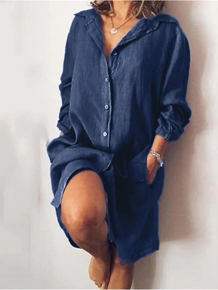Intims - Robe Chemise longue en coton et lin pour femme
