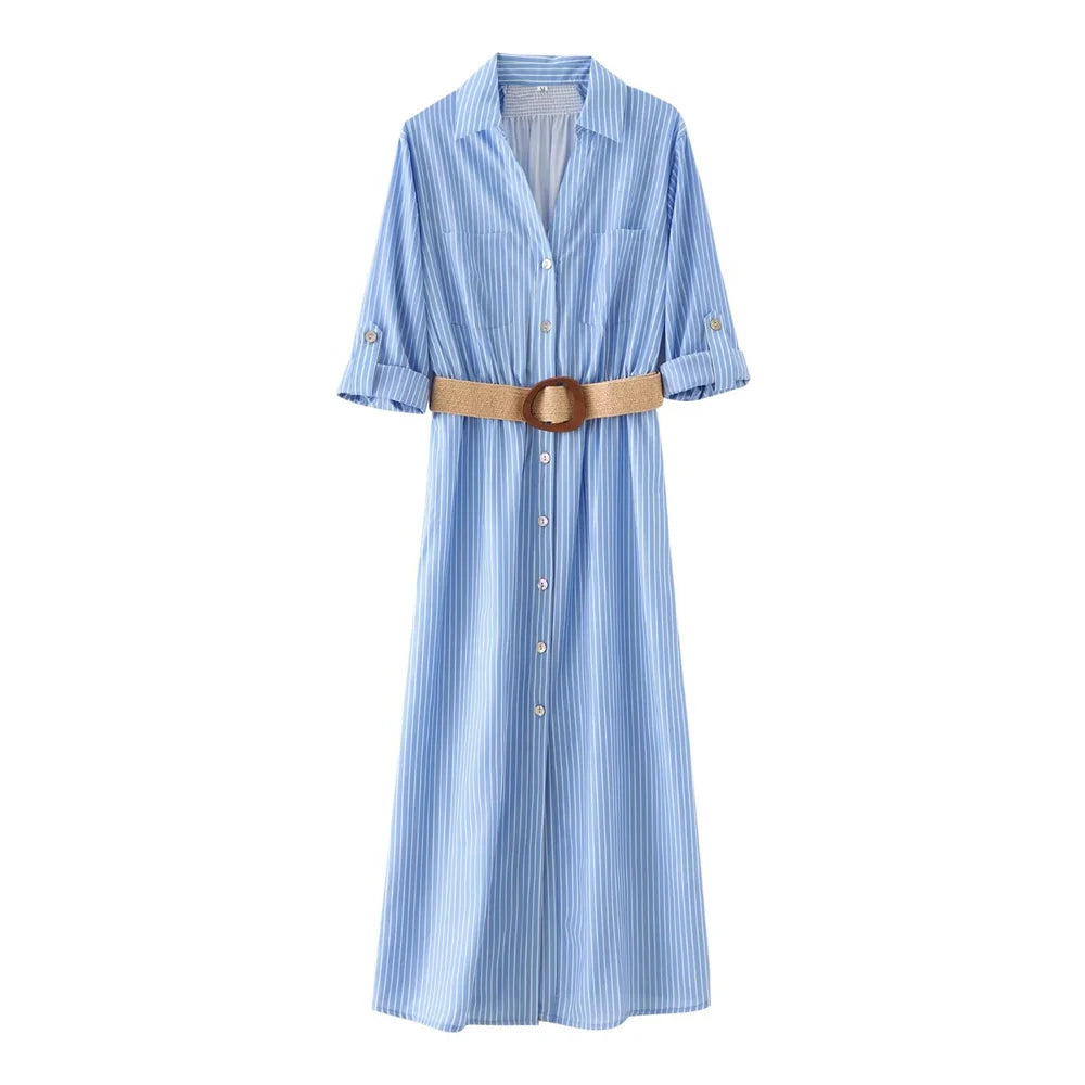 Intims - Robe Longue Chemise Manches 3/4 avec Ceinture - 72651FR