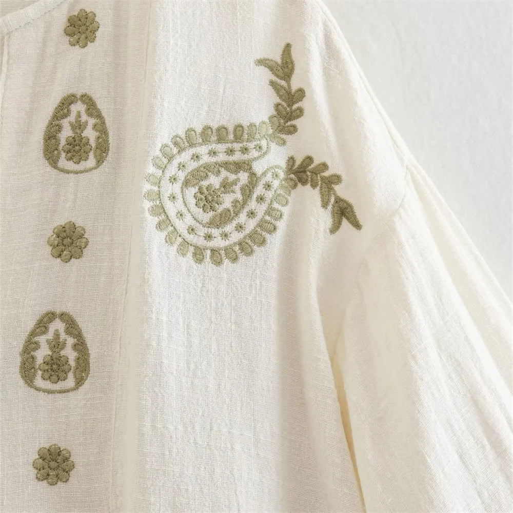 Intims - Chemisier Vintage à Manches Longues avec Broderies pour Femme - 75319FR