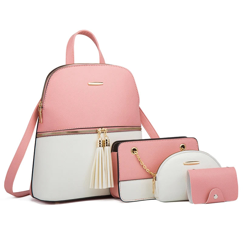 Ensemble de Sacs à dos, Sac à main, Portefeuille et Trousse en Cuir PU