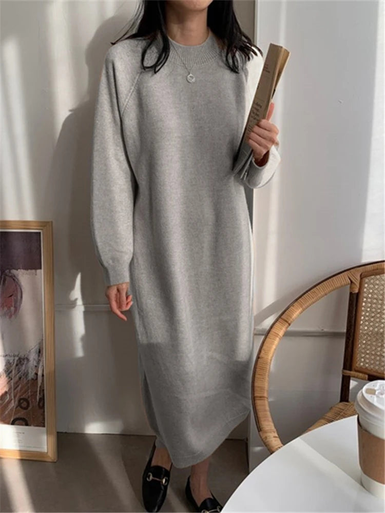Intims - Robe Longue Décontractée à Maille & Col Rond pour Femme - 10001FR