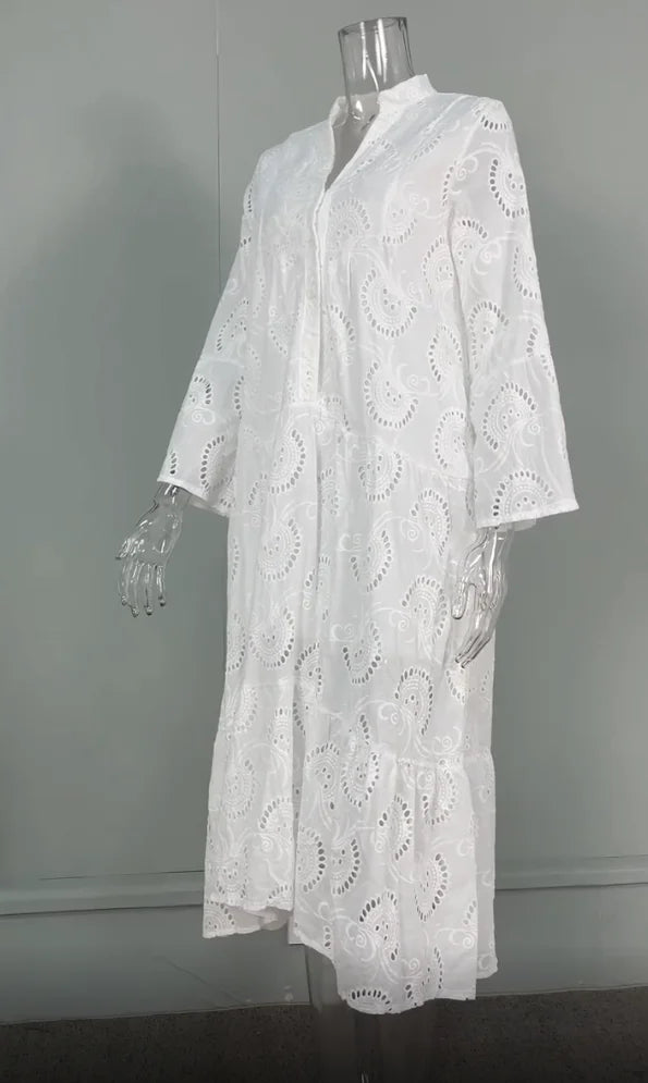 Intims - Robe chemise à broderie longue ample et à manches évasées - 37713FR