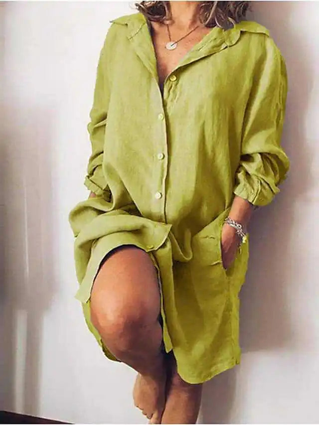 Intims - Robe Chemise longue en coton et lin pour femme