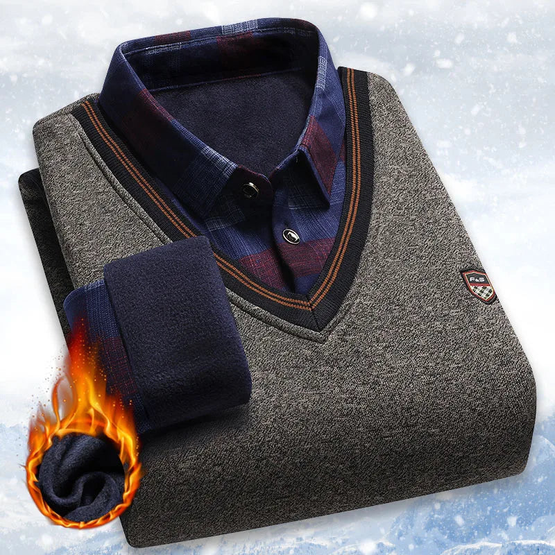 Intims - Pull Col V avec Chemise à Motif pour Homme - 10001FR
