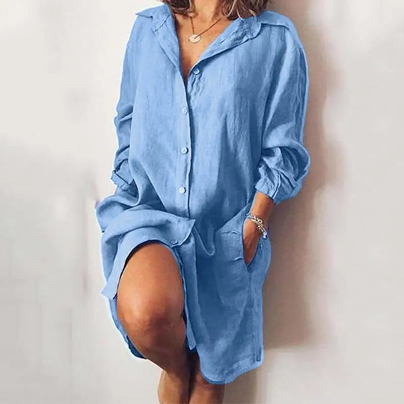Intims - Robe Chemise longue en coton et lin pour femme