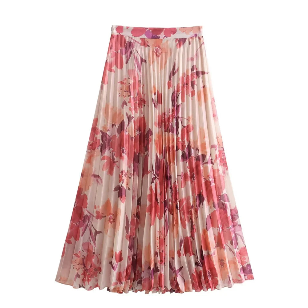 Intims - Ensemble Chemise à Manches Longues et Jupe Plissée à Motif Floral Rose pour Femme - 57913FR