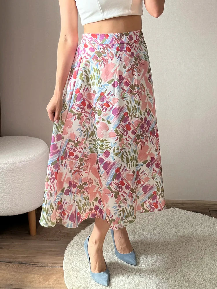 Intims - Jupe satinée à imprimé mi-longue pour Femme - 08269FR