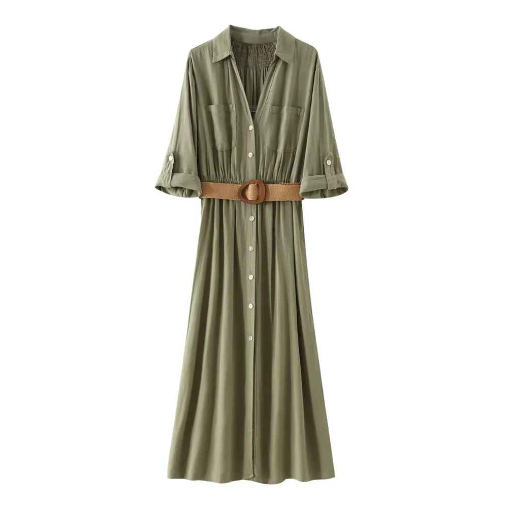 Intims - Robe Longue Chemise Manches 3/4 avec Ceinture - 72651FR