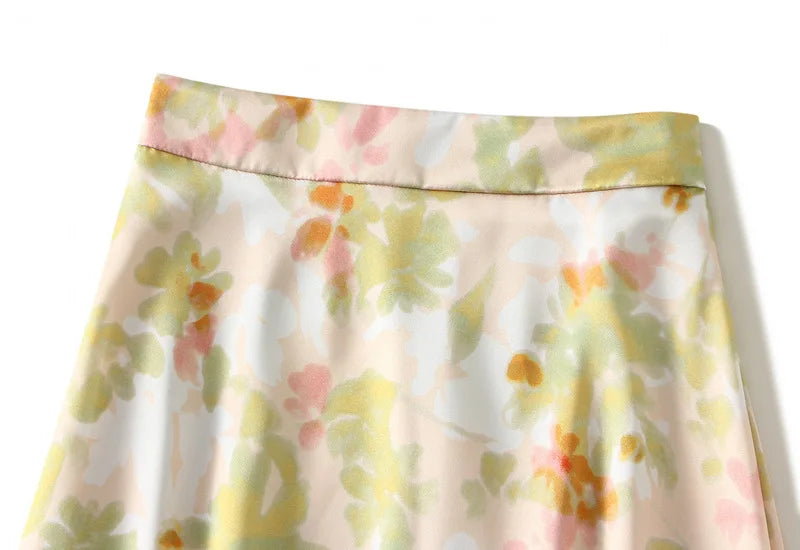 Intims - Jupe satinée à imprimé mi-longue pour Femme - 08269FR
