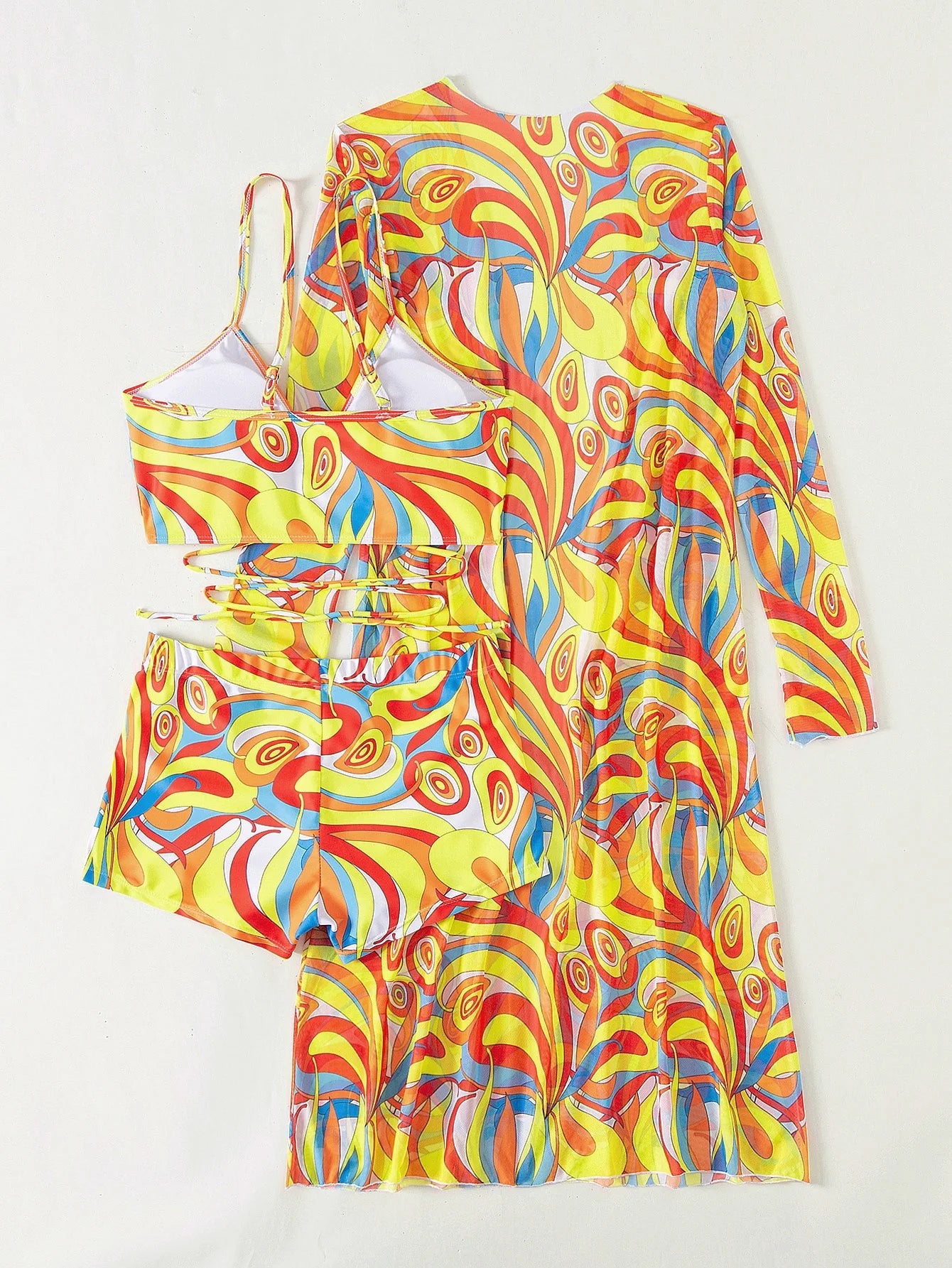 Intims - Bikini 3 PCS à imprimé - Top, Shorty & Paréo - 10106FR