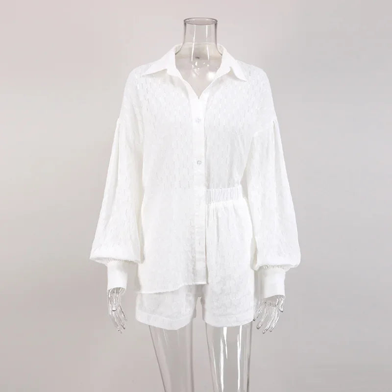 Intims - Ensemble Short & Chemise ajouré - 87942FR