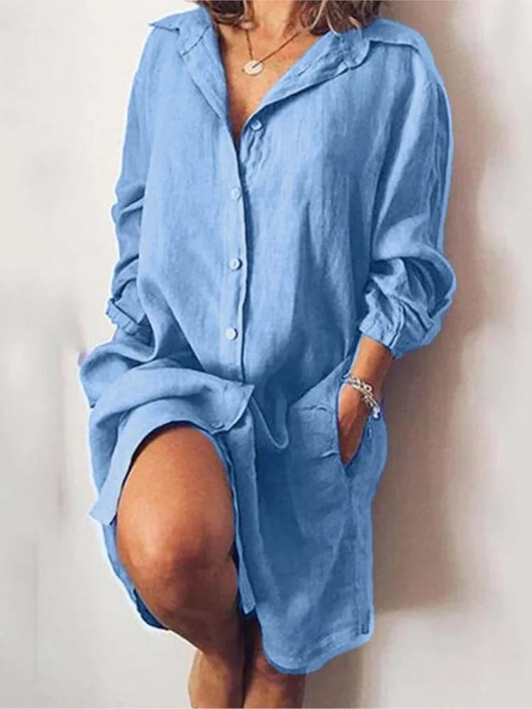 Intims - Robe Chemise longue en coton et lin pour femme