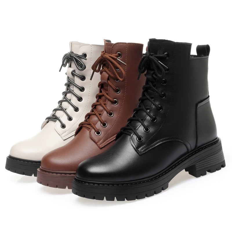 Intims - Bottines Rangers à Lacets avec Doublure en Peau de Mouton pour Femme - 53022FR