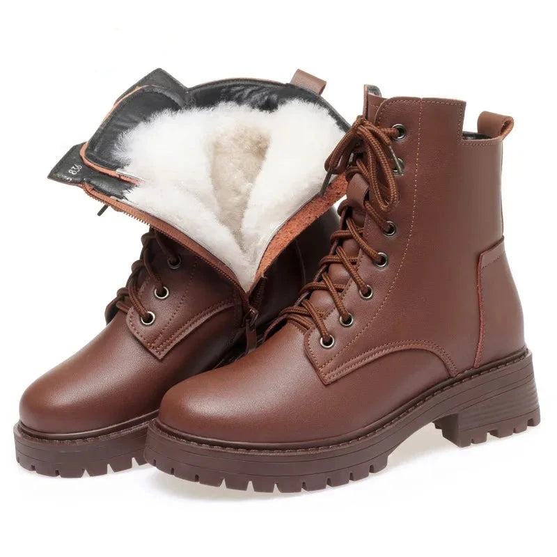 Intims - Bottines Rangers à Lacets avec Doublure en Peau de Mouton pour Femme - 53022FR