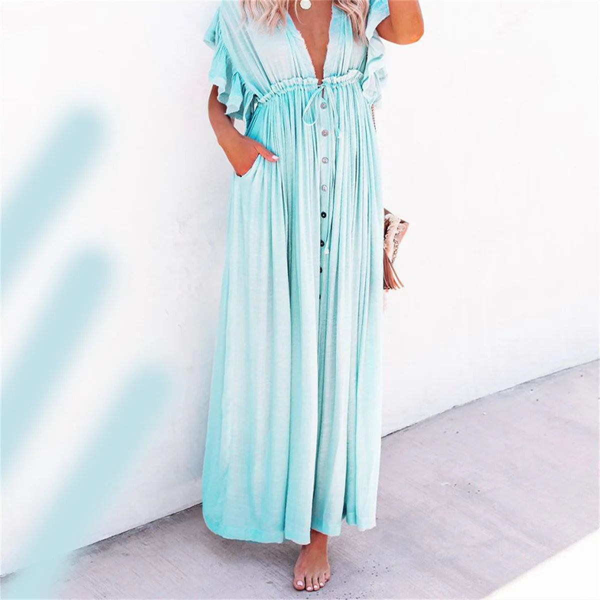 Intims - Robe Longue Légère de Plage Bohème Unie pour Femmes - 61953FR