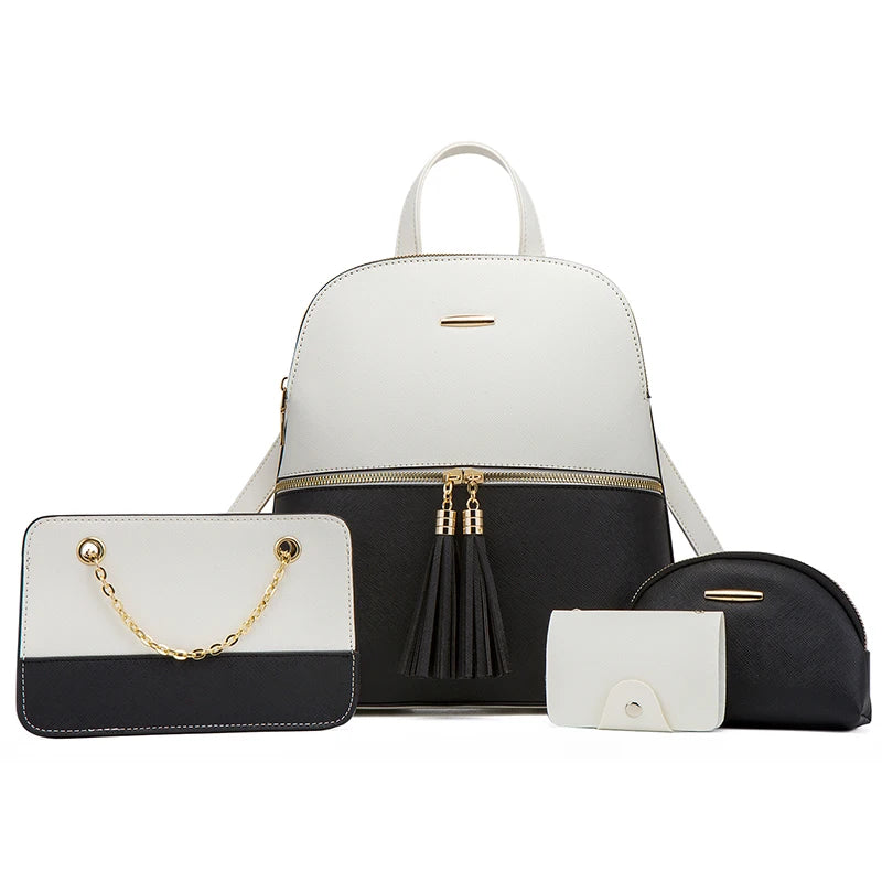 Ensemble de Sacs à dos, Sac à main, Portefeuille et Trousse en Cuir PU