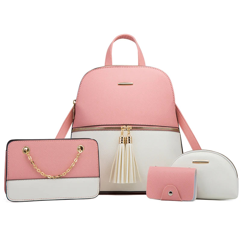 Ensemble de Sacs à dos, Sac à main, Portefeuille et Trousse en Cuir PU