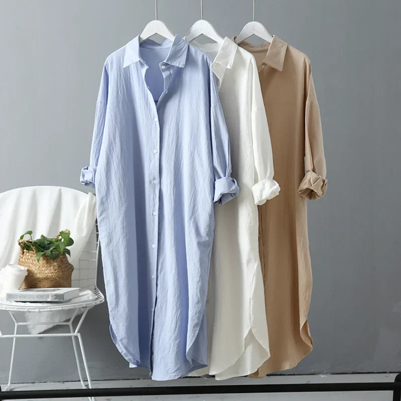 Intims - Robe Chemise Longue Vintage en Lin et Coton pour Femme - 24680FR