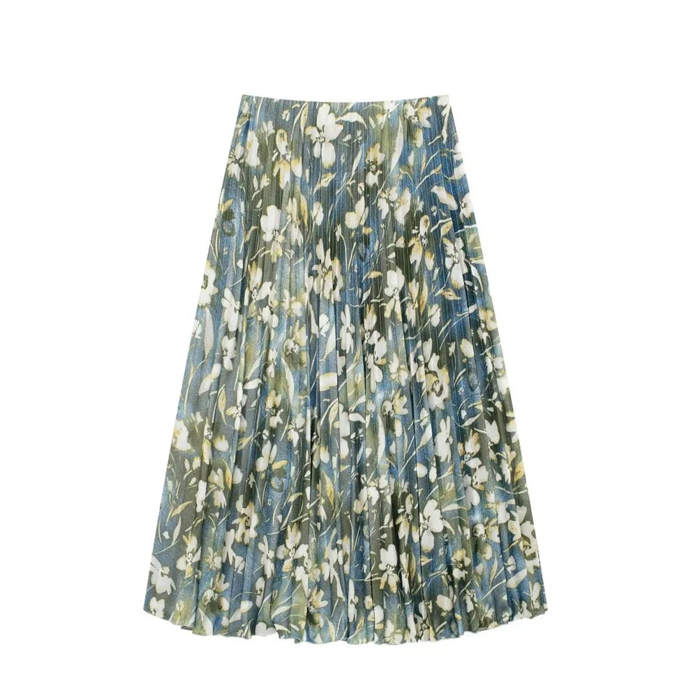 Intims - Ensemble Chemise à Manches Longues et Jupe Plissée Motif Floral Pastel pour Femme - 57913FR