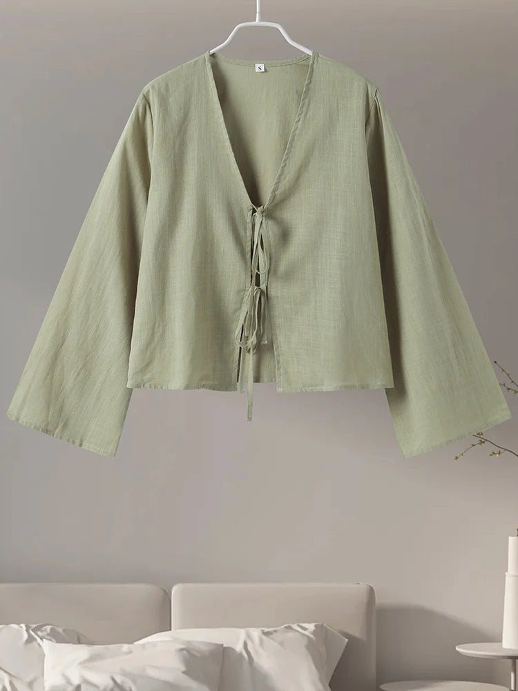 Intims - Chemisette à lacets en coton & en lin pour femme - 46291FR