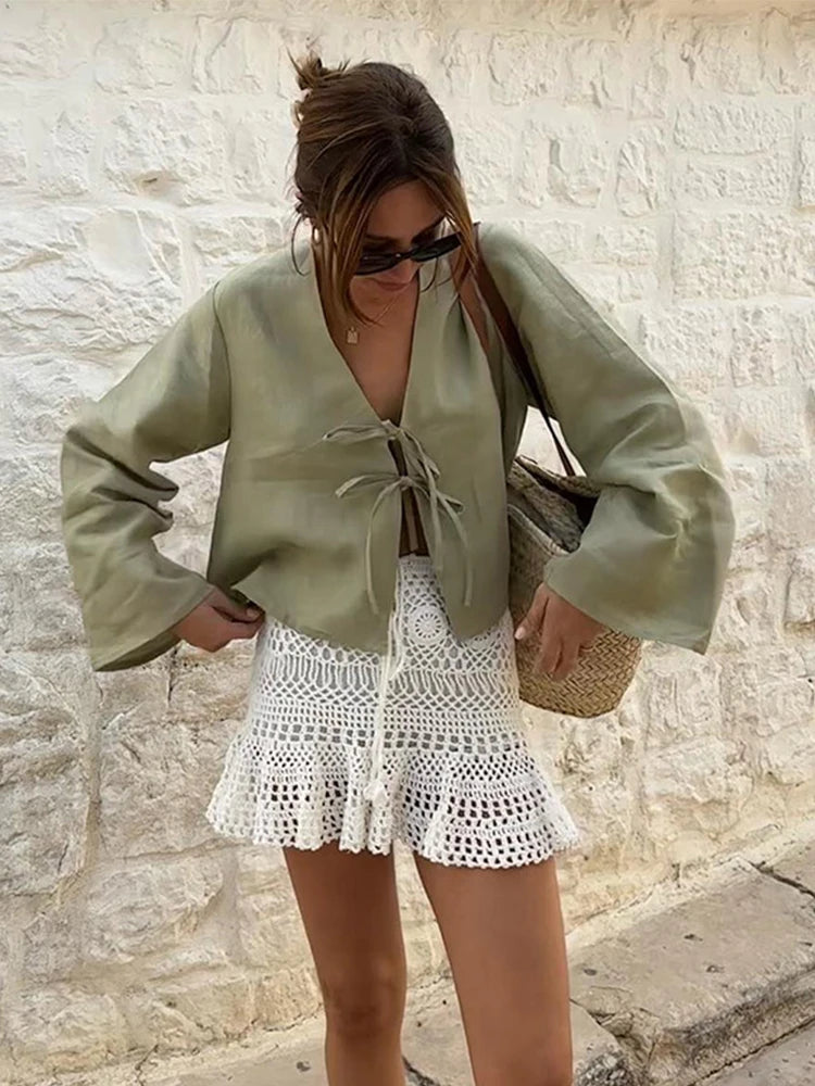 Intims - Chemisette à lacets en coton & en lin pour femme - 46291FR