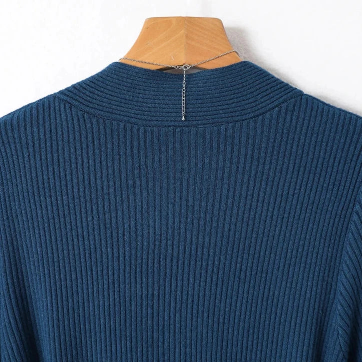 Intims - Robe en maille chaude à Col V torsadé et à Ceinture - 58214FR
