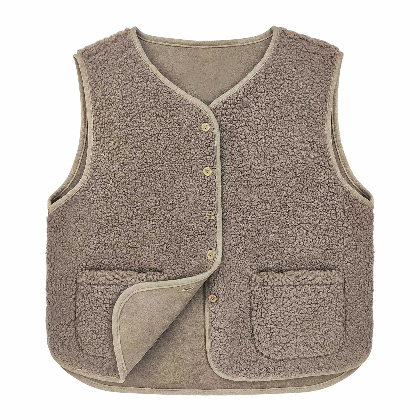 Gilet Polaire Teddy Sans Manches pour Femmes