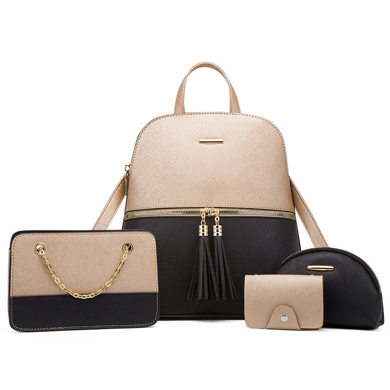 Ensemble de Sacs à dos, Sac à main, Portefeuille et Trousse en Cuir PU