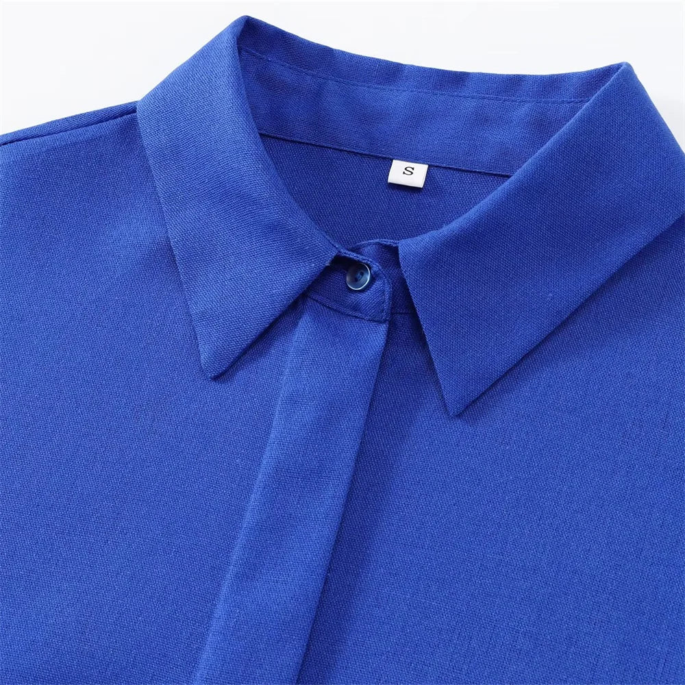 Ensemble Chemise Manches 3/4 et Pantalon Fluide à Taille Élastique 2 Coloris - 57913FR
