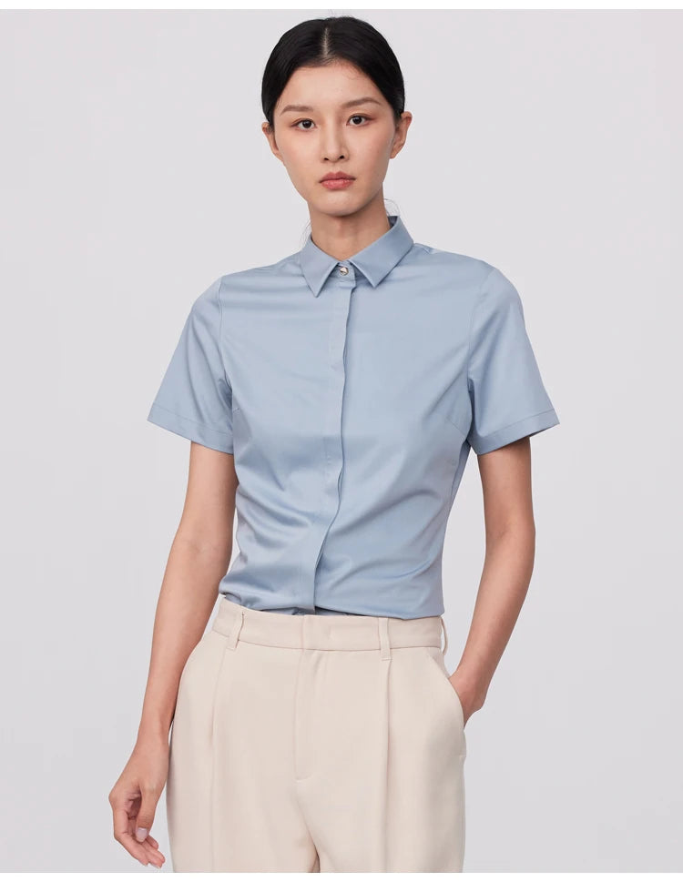 Intims - Chemise d'Été Sans Poche à Manches Courtes Col Classique pour Femme - 10001FR