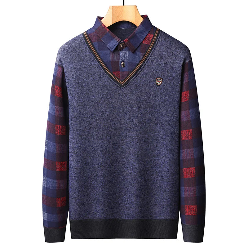 Intims - Pull Col V avec Chemise à Motif pour Homme - 10001FR