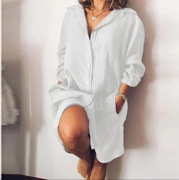 Intims - Robe Chemise longue en coton et lin pour femme