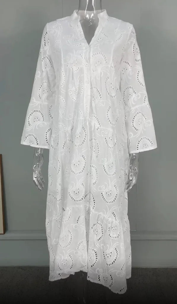 Intims - Robe chemise à broderie longue ample et à manches évasées - 37713FR