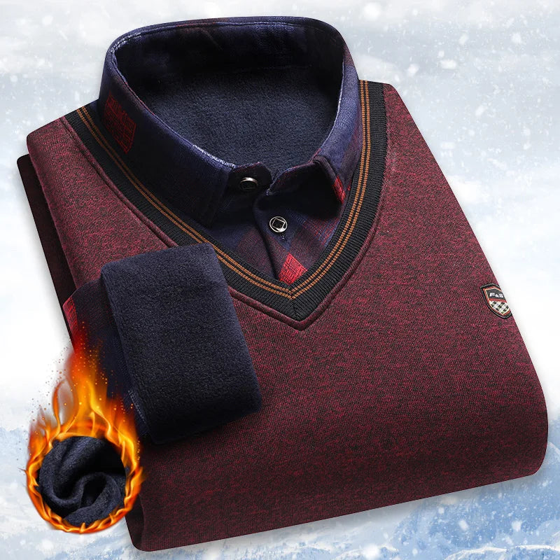 Intims - Pull Col V avec Chemise à Motif pour Homme - 10001FR