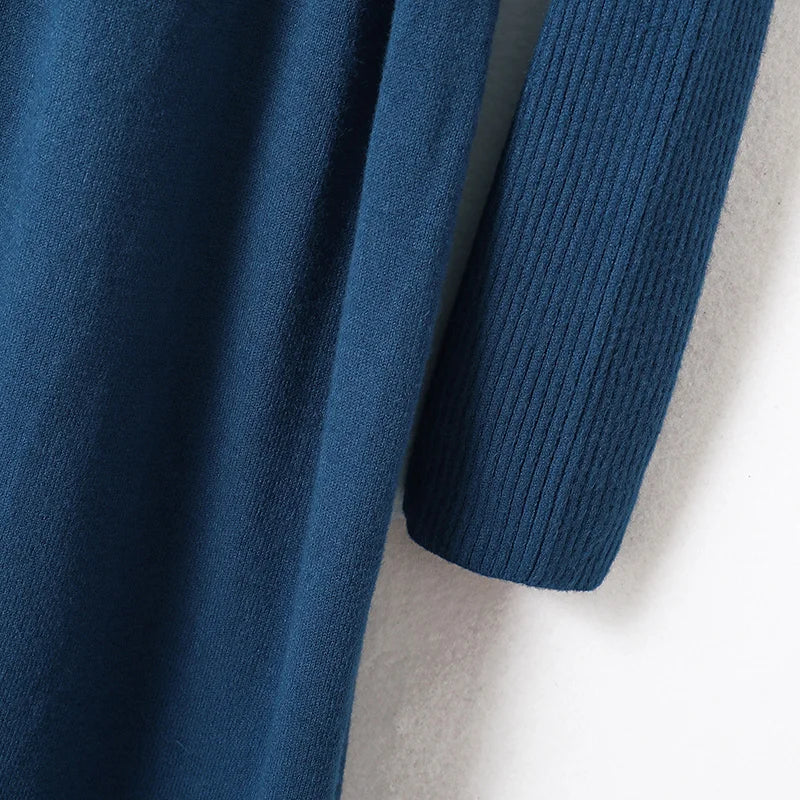 Intims - Robe en maille chaude à Col V torsadé et à Ceinture - 58214FR