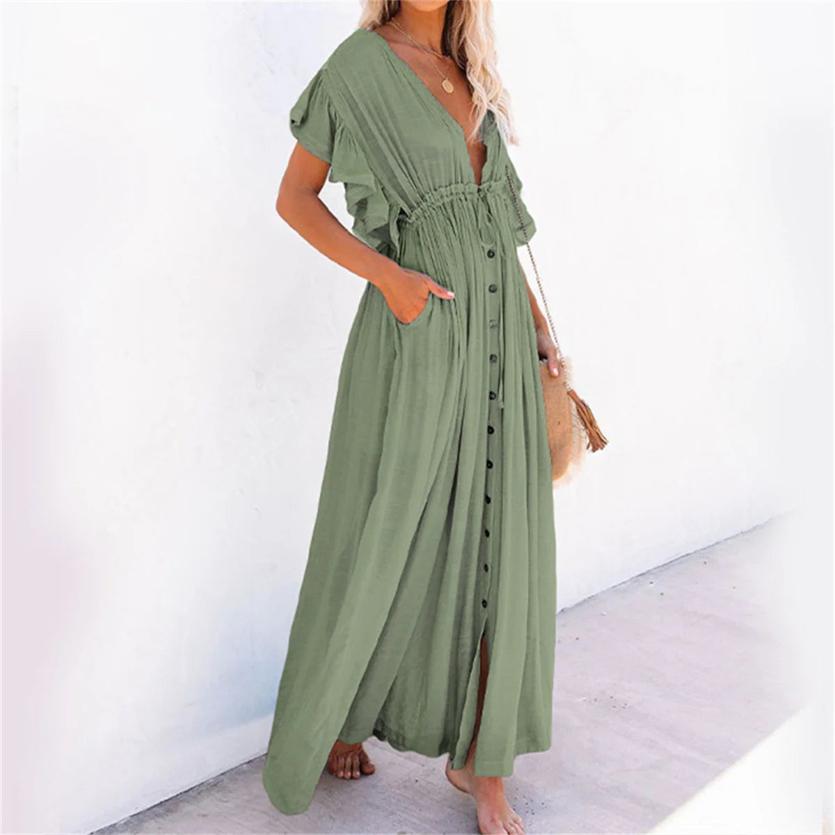 Intims - Robe Longue Légère de Plage Bohème Unie pour Femmes - 61953FR
