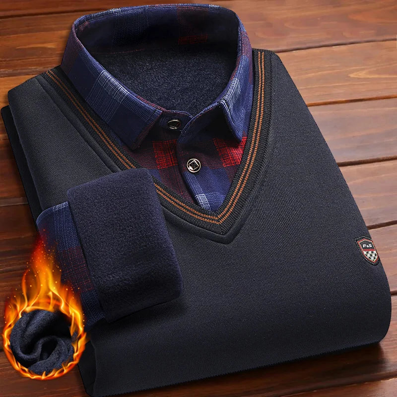 Intims - Pull Col V avec Chemise à Motif pour Homme - 10001FR