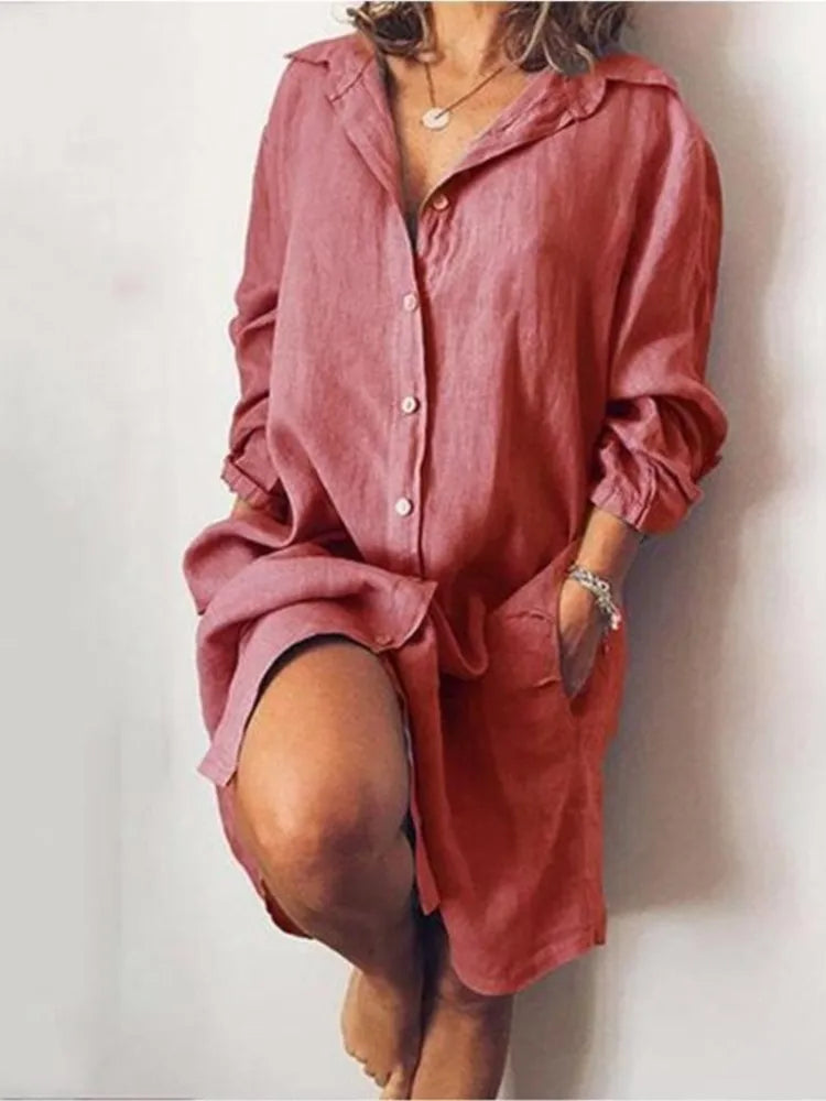 Intims - Robe Chemise longue en coton et lin pour femme
