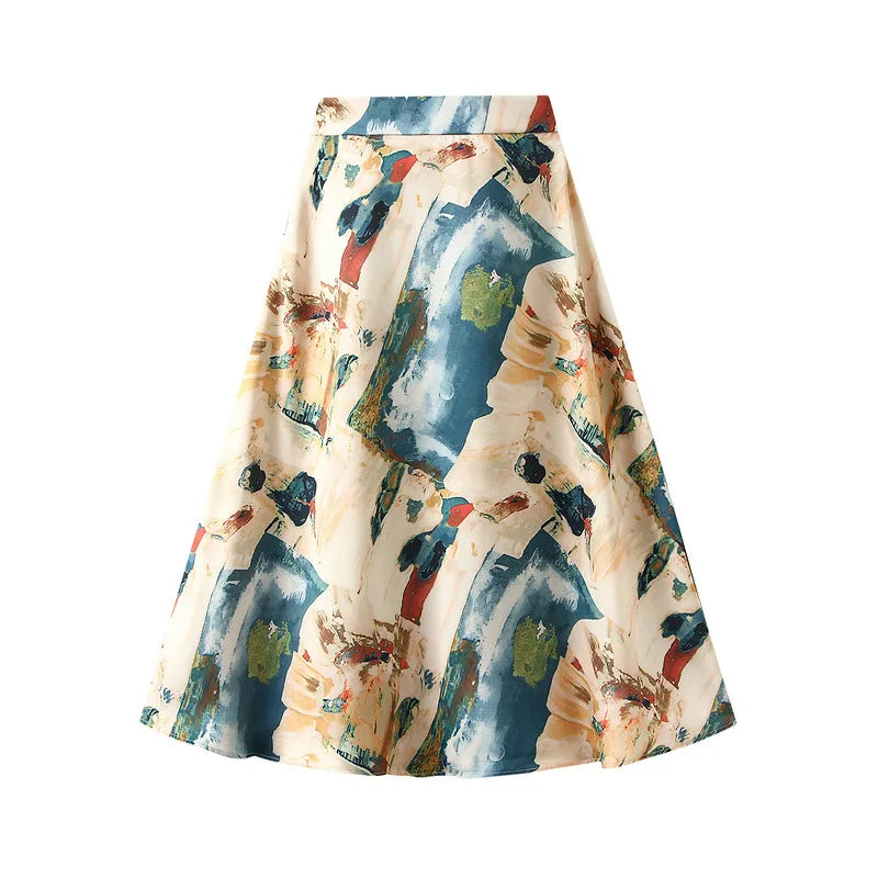 Intims - Jupe satinée à imprimé mi-longue pour Femme - 08269FR