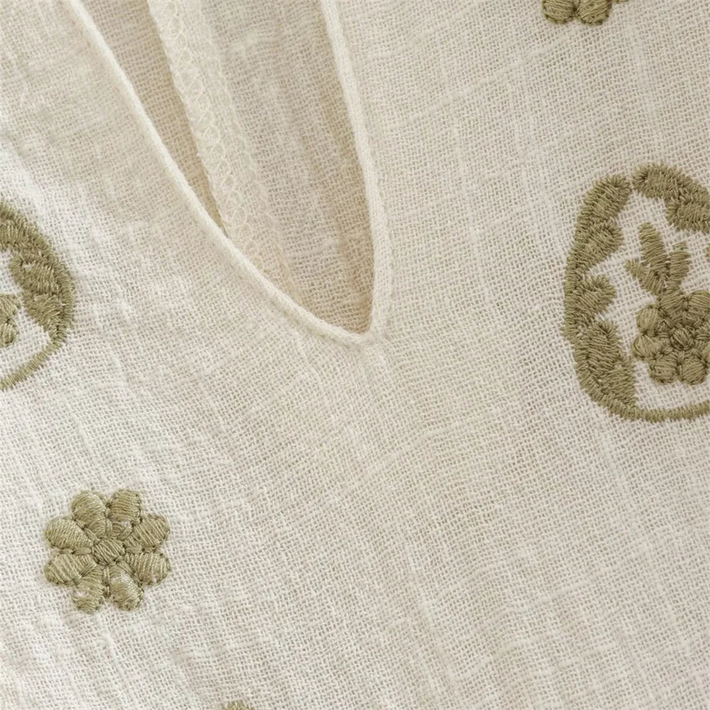 Intims - Chemisier Vintage à Manches Longues avec Broderies pour Femme - 75319FR