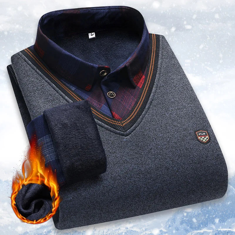 Intims - Pull Col V avec Chemise à Motif pour Homme - 10001FR