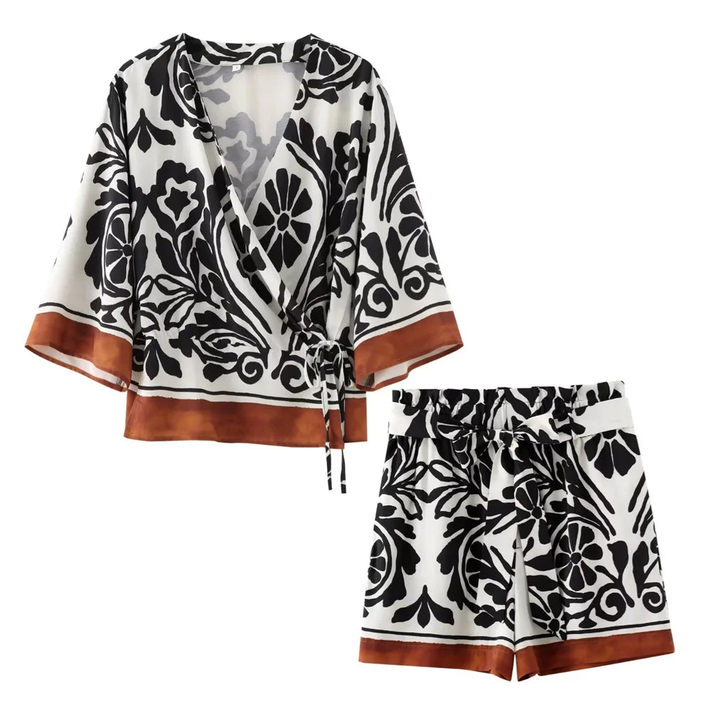 Intims - Ensemble Kimono à Imprimés et Short Décontracté pour Femmes - 93827FR