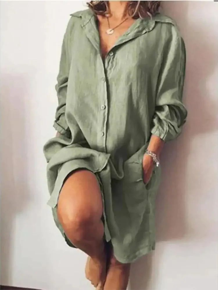 Intims - Robe Chemise longue en coton et lin pour femme
