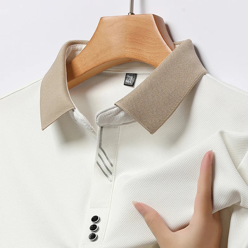 Intims - Polo à Manches Longues à Col Beige pour Homme - 91045FR