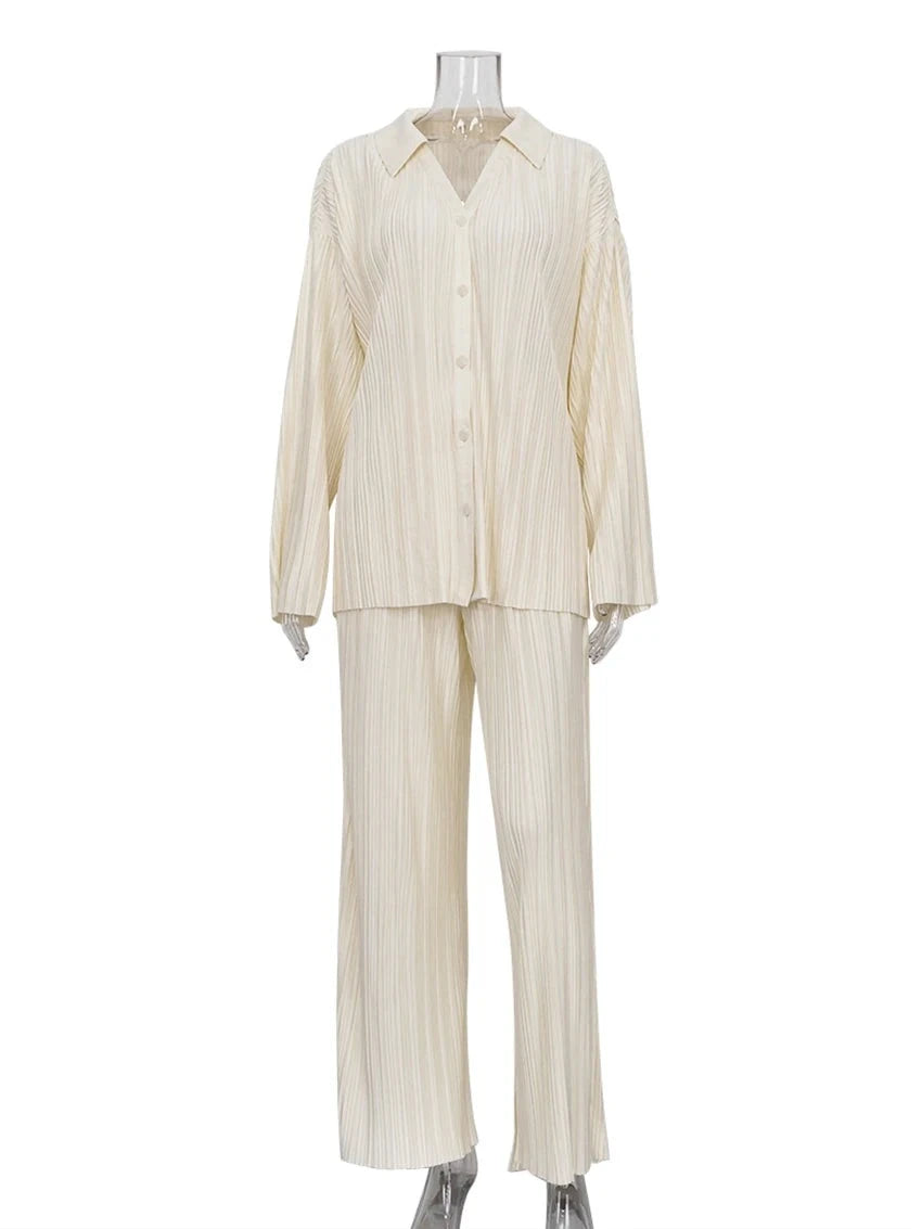 Intims - Ensemble chemise & pantalon ample plissé Beige - 16930FR