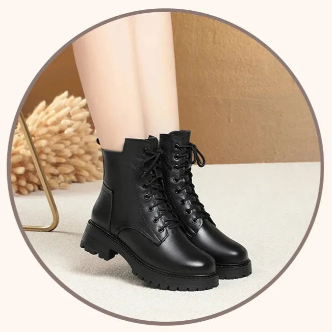 Intims - Bottines Rangers à Lacets avec Doublure en Peau de Mouton pour Femme - 53022FR